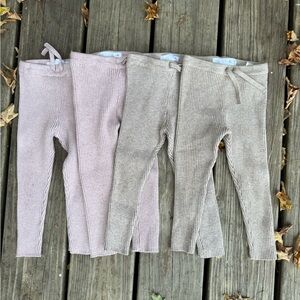 Zara Kids Ribbed Leggings Bundle - Soft Pink and Tan